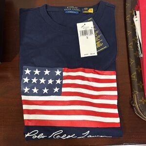 Polo by Ralph Lauren Navy Tee with American Flag